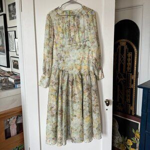 Vintage Green Floral Dress
